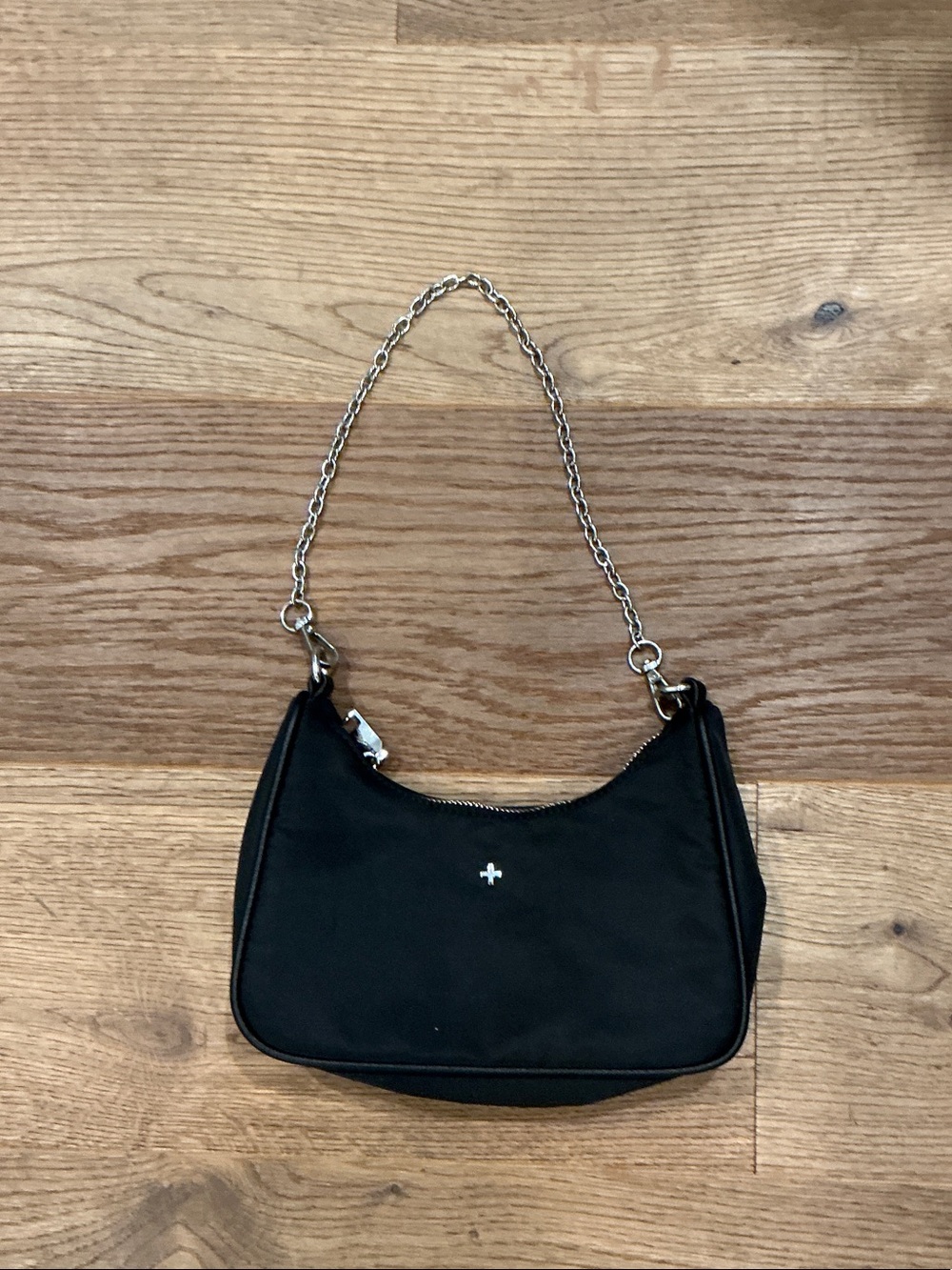 Princess Polly Black Shoulder Bag with Silver Chain Handle
